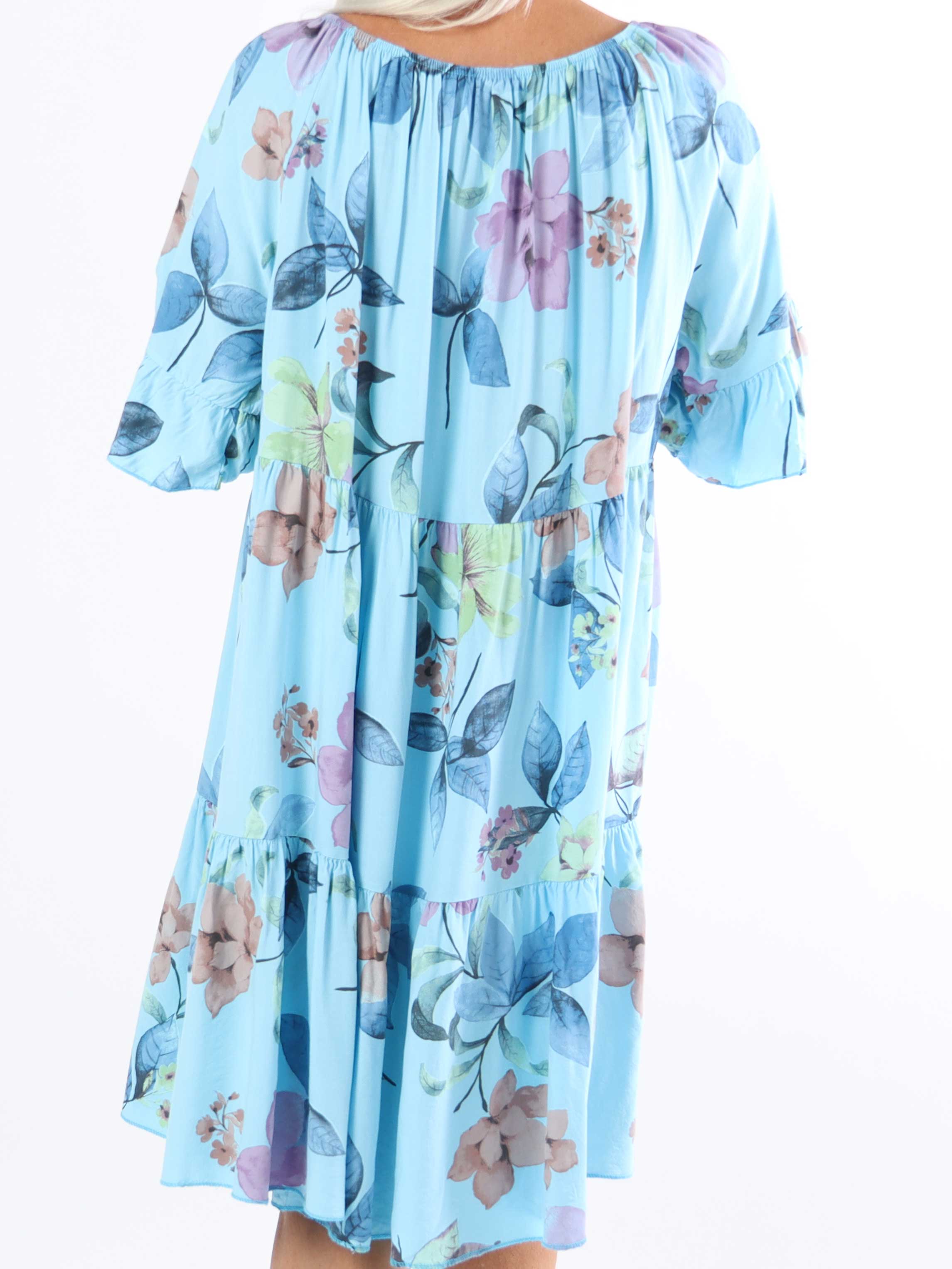 Malibu - Plus size kjole i bomuld med elastik i udskæringen